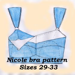 Nursing bra sewing pattern plus size, Nicole, Sizes 29-33, Postpartum lingerie pattern, Nursing clothes pattern