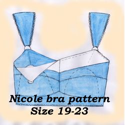 Nursing bra pattern, Nicole, Sizes 19-23, Breastfeeding bra pattern, Non stretch bra pattern, Cotton bra sewing pattern