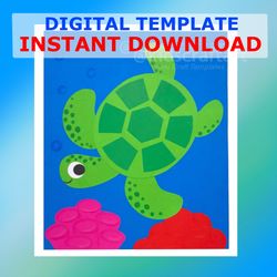 Sea Turtle Paper Craft for Kids Under the Sea Ocaen Habitat Animals Summer Crafts Kindergarten Preschool Coloring Pages