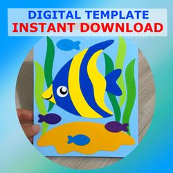Tropical Fish Paper Printable Craft for Kids Under the Sea Ocean Cut Paste Crafts Kindergarten School  Animal Coloring