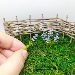 Miniature lavender flowers 5pcs, Fairy garden miniatures