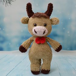 bull toy,plush bull,cow toy,stuffed bull,handmade toy,gift for kids