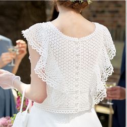 Hand made lace top wedding crochet shirt