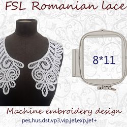 romanian lace collar  fsl 8x11  embroidery design