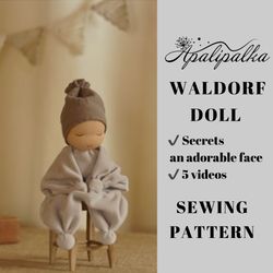 Waldorf doll pattern, Rag doll sewing pattern, Soft toy pattern