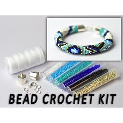 Bead crochet bracelet kit, Diy jewelry kit, Diy seed bead bracelet, Making kit for adult, Party kit