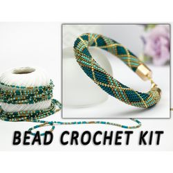 DIY jewelry kit beaded bracelet, making kit beading, turquoise bracelet, seed bead bracelet, needlework kits