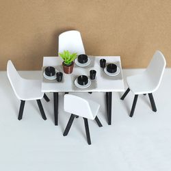 Miniature Dollhouse Dining table with chairs for dolls 1/12 Scale