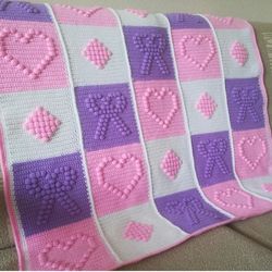 Crochet knitted blanket for girl