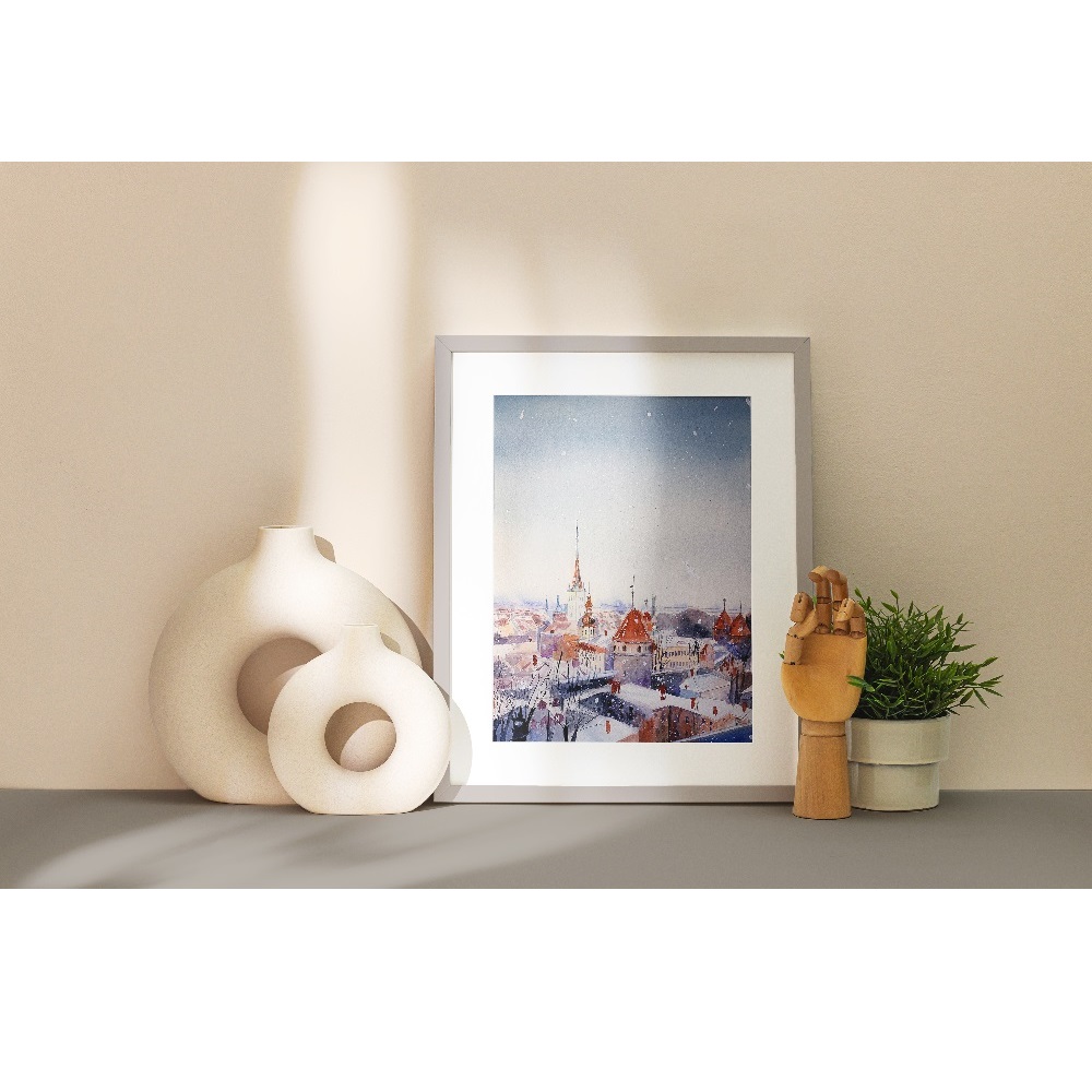 poster wall decor winter Christmas snow old town print 1.jpg