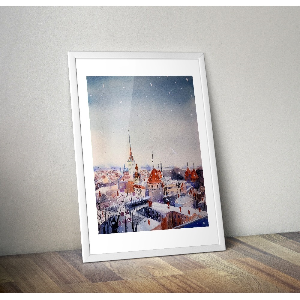 poster wall decor winter Christmas snow old town print 3.jpg