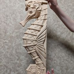 Large Seahorse Corbel Nautical style Wood Shelf Bracket, fireplace surround