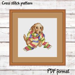 Dog Cross stitch pattern PDF, Animal cross stitch picture, Easy cross stitch pattern modern, Puppy Xstitch embroidery