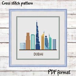 Dubai Cross Stitch Pattern, Modern Cross Stitch, UAE Cross Stitch, Watercolor Xstitch, City Cross Stitch Skyline