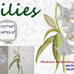 Lilies 10x12 Machine Embroidery Design  DIGITAL EMBROIDERY
