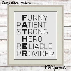Father's Day Cross Stitch Pattern PDF, Father Cross Stitch Pattern Modern, Fathers Day Pattern, Gifts for Dad
