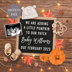 Personalised Thanksgiving day digital pregnancy announcement for social media