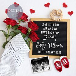Personalised Valentines day digital pregnancy announcement for social media