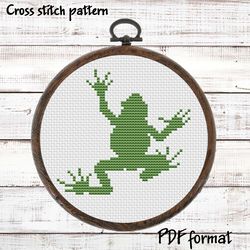 Frog cross stitch pattern PDF, Silhouette xstitch pattern modern, Easy cross stitch design, Beginner cross stitch