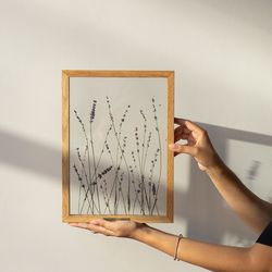 Pressed Flower Frame, Lavender Art by MyBotanica
