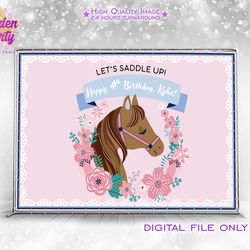 Saddle Up custom backdrop, Cute horse banner, Saddle up party backdrop
