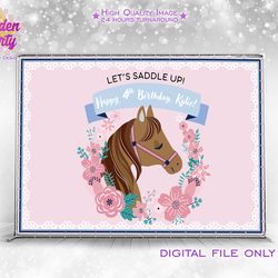 saddle up custom backdrop, cute horse banner, saddle up party backdrop