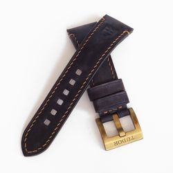Black graphite Watch Strap for Tudor, genuine leather watchband