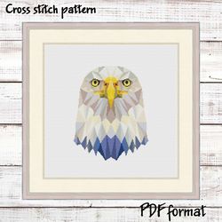 Geometric Eagle Cross Stitch Pattern, Modern Cross Stitch, Geometric Animals Cross Stitch Pattern PDF