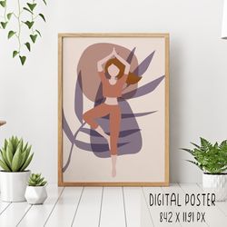 abstract boho yoga digital poster for printing jpeg