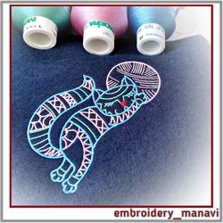 Embroidery design Outline of a cat with body filling pattern Cat 1