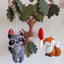 Baby mobile woodland nursery decor, forest animals crib mobile, baby shower gift, new parents gift, pregnancy gift
