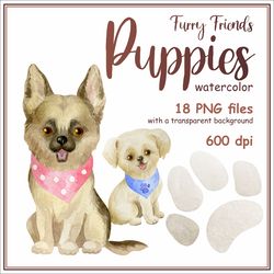 cute puppies illustrations | watercolor dog clipart
