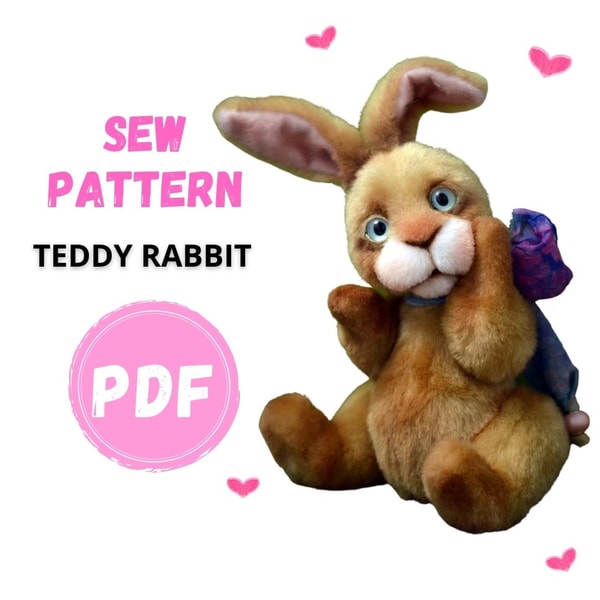 TEDDY RABBIT SEW Pattern, Figure stuffed animal, Pattern PDF | Inspire ...