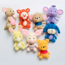 crochet winnie the pooh set, pooh and friends, pooh, piglet, tigger, nursery decor,  baby gift, baby toys
