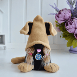 Plush gnome girl as a gift. Individual gift for dog lovers