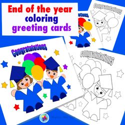 Graduation End of the Year Coloring Card Craft for Kids Template Printable for Students from Teachers Parents Resource