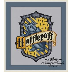 Hufflepuff Crest Cross Stitch Pattern PDF Hogwarts House Modern Fantasy Cross Stitch Magic Young Wizard School