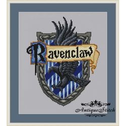 Ravenclaw Crest Cross Stitch Pattern PDF Hogwarts House Modern Fantasy Cross Stitch Magic Young Wizard School