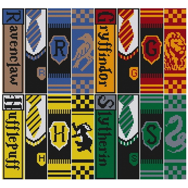 16 Bookmarks Magic Cross Stitch Pattern PDF Hogwarts House | Inspire Uplift 16-bookmarks-magic-cross-stitch-pattern-pdf-hogwarts-house-inspire-uplift