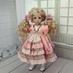 Outfit with embroidery for Dianna Effner Little Darling 13" doll.