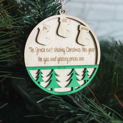 The Grinch isn't Stealing Christmas this year, Gas and Grocery Prices are, Handmade Christmas 20022 Ornament