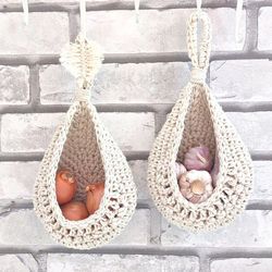 wall hanging vegetable baskets garlic keeper van life gift zero waste kitchen
