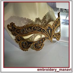 In the hoop embroidery design Venetian FSL lace carnival mask 1