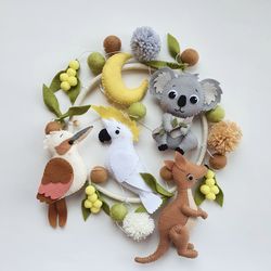 Australian animal baby mobile, Australian wildflowers, Australian nursery, koala mobile