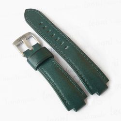 Green Watch Strap for ORIS Aquis, genuine leather watchband