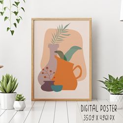 abstract bohemian vases digital poster jpeg, wall art for printing