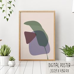 Abstract boho leaf digital poster printable