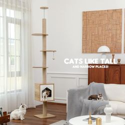 Floor to ceiling cat tree, modern cat furniture, cat shelves from MyVinChester