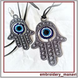 in the hoop embroidery designs earrinds pendant hamsa fsl in 2 sizes