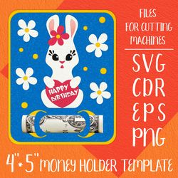 Bunny Birthday Card Money Holder Template